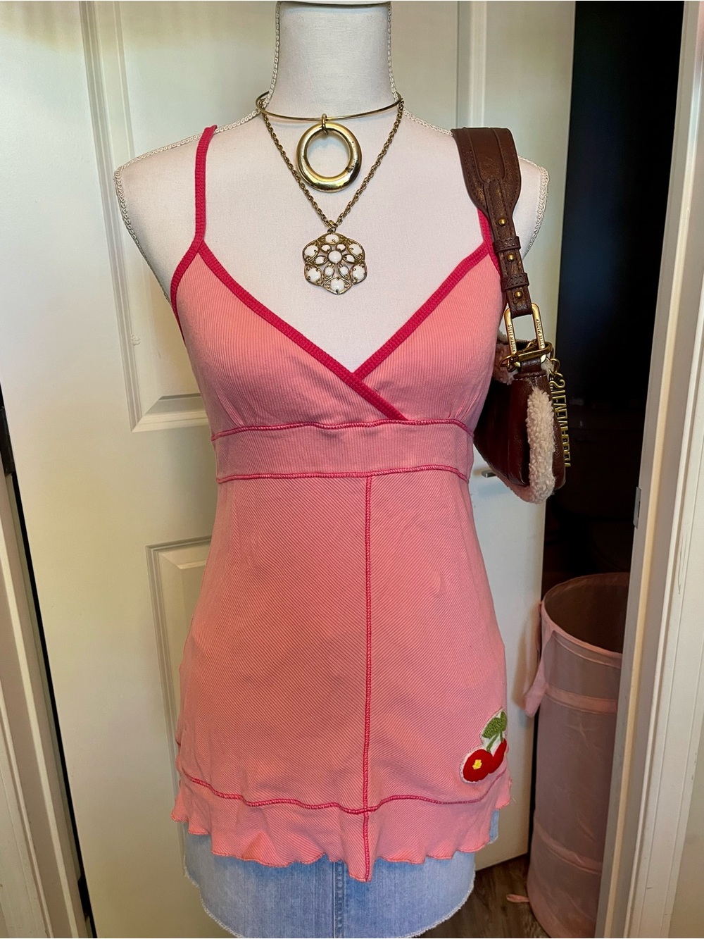 Betty Blue : Pink Ribbed Cherry Cami!!